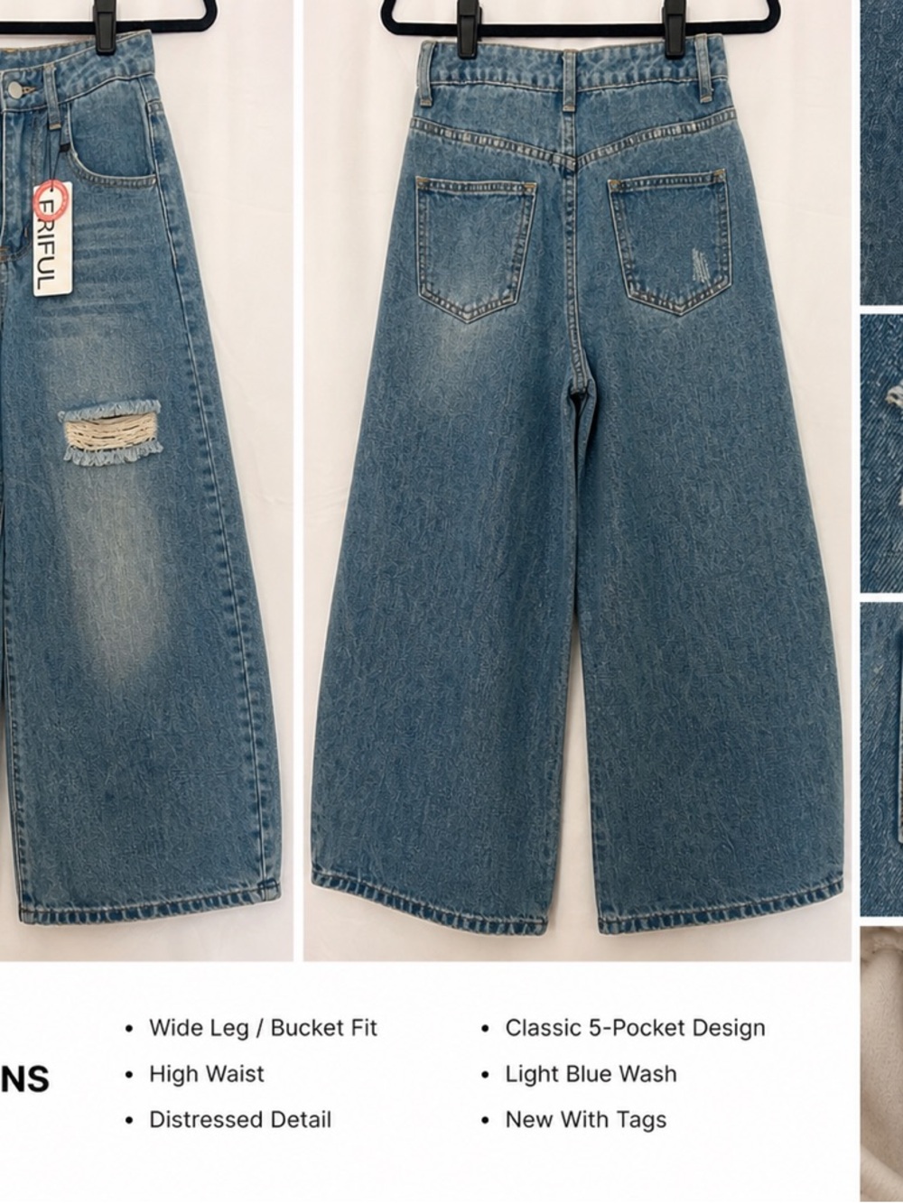 Light Blue High-Waist Wide Leg Jeans